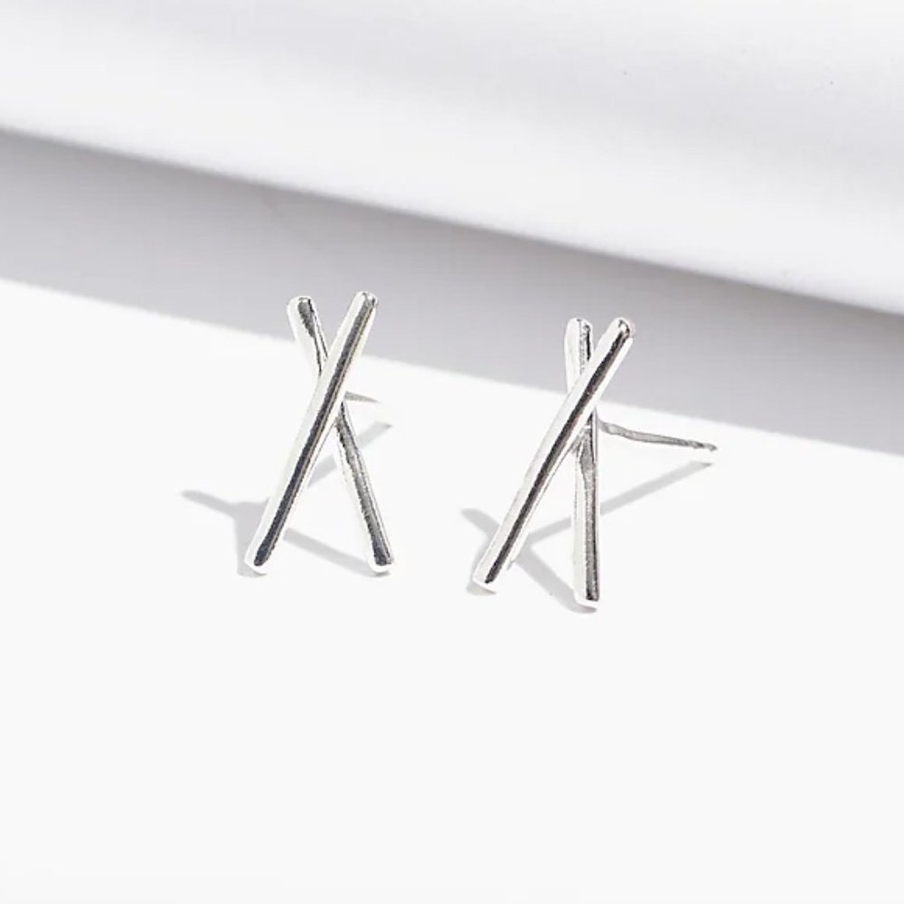 Madewell Sterling Silver Delicate Collection Demi-Fine X Stud Earrings